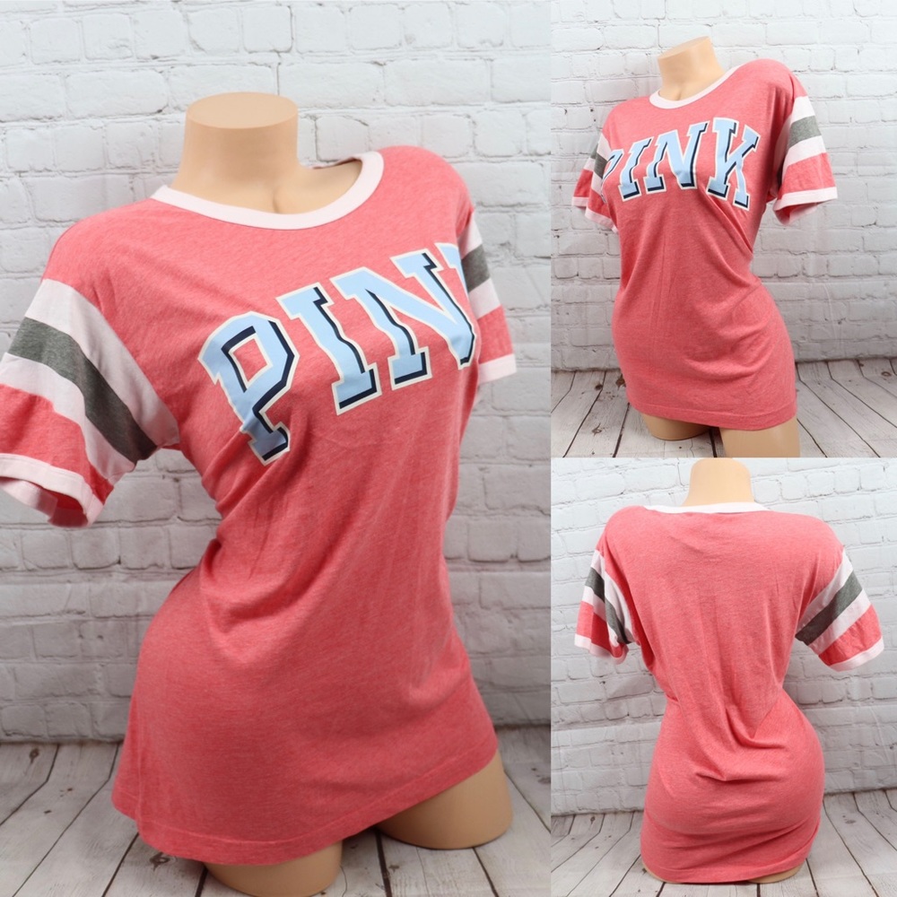 VS PINK Logo Print Short Sleeve Tee Shirt - Picture 1 of 7